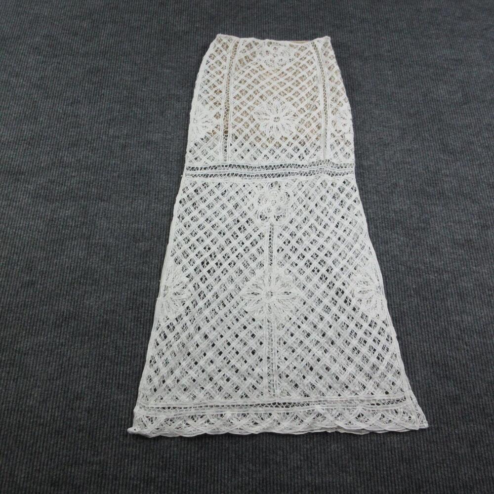 Tobi Skirt Womens XS White Lace A-Line Long Lined Formal Wedding Party NWT